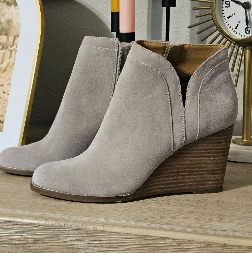 Lucky Brand Gray Suede Ankle Booties
